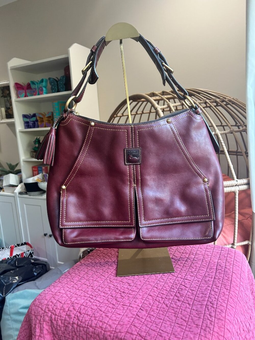 Dooney & Bourke Kingston Satchel Burgundy Bordeaux Leather Bag